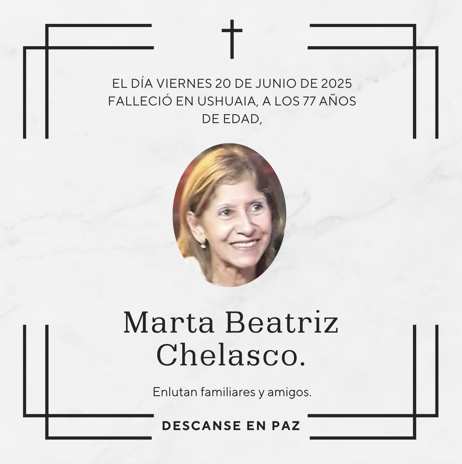 Fallecimiento | Marta Beatriz Chelasco.
